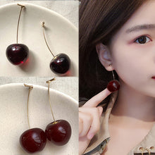 Load image into Gallery viewer, Cute Simulation Red Cherry Sweet Resin Hot Sale Gold Color High Quality For Women Girl Student Fruit 1Pair Earring Gift