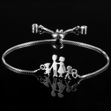 Load image into Gallery viewer, Silver Color Family Charm Bracelets Father Mother Girl Boy Rose Flowr Mom Pendant Bracelet Fashion Jewelry Mother's Day Gift