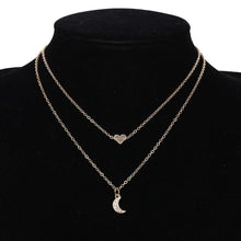 Load image into Gallery viewer, Wholesale Necklace Punk 2018 New Fashion Necklace Gold/silver Simple Double Moon Star Short Necklace Sale Acero Inoxidable Mujer