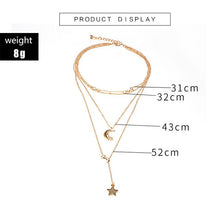 Load image into Gallery viewer, Wholesale Necklace Punk 2018 New Fashion Necklace Gold/silver Simple Double Moon Star Short Necklace Sale Acero Inoxidable Mujer