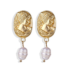 Load image into Gallery viewer, FNIO Big Simulated Pearl Earrings 2019 For Women Lover Geometric Gold Round Heart Drop Dangle Earring Korean Statement Jewelry