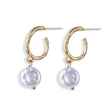 Load image into Gallery viewer, FNIO Big Simulated Pearl Earrings 2019 For Women Lover Geometric Gold Round Heart Drop Dangle Earring Korean Statement Jewelry