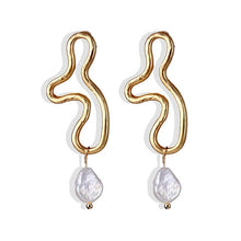Load image into Gallery viewer, FNIO Big Simulated Pearl Earrings 2019 For Women Lover Geometric Gold Round Heart Drop Dangle Earring Korean Statement Jewelry