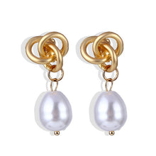 Load image into Gallery viewer, FNIO Big Simulated Pearl Earrings 2019 For Women Lover Geometric Gold Round Heart Drop Dangle Earring Korean Statement Jewelry
