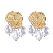 Load image into Gallery viewer, FNIO Big Simulated Pearl Earrings 2019 For Women Lover Geometric Gold Round Heart Drop Dangle Earring Korean Statement Jewelry