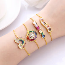 Load image into Gallery viewer, Women's cz rainbow bracelets bangles devil's eye bracelet zircons colorful rainbow bracelet femme jewelry accessories gift
