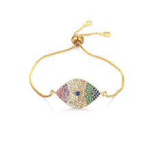 Load image into Gallery viewer, Women's cz rainbow bracelets bangles devil's eye bracelet zircons colorful rainbow bracelet femme jewelry accessories gift