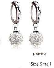 Load image into Gallery viewer, 925 pure silver pendant earring full rhinestone ball ear buckle earrings fashion CZ Crystal earring Dangling wedding women