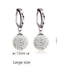 Load image into Gallery viewer, 925 pure silver pendant earring full rhinestone ball ear buckle earrings fashion CZ Crystal earring Dangling wedding women