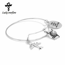 Load image into Gallery viewer, 2018 Hot Sale Charm Bracelet For Women Fashion Silver Color Zinc Alloy Bracelets With Cute Plane Camera Pendant Valentine Gift