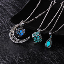 Load image into Gallery viewer, Glow In The Dark Necklace Moon Square Heart Necklaces For Woman Hollow Water Drop Pendant Night Fluorescence Light Accessories