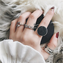 Load image into Gallery viewer, 4PCS/SET European and American Minimalist Personality Open Adjustable Knuckle Ring Marble Rings Set for Women Jewelry J2414