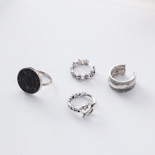 Load image into Gallery viewer, 4PCS/SET European and American Minimalist Personality Open Adjustable Knuckle Ring Marble Rings Set for Women Jewelry J2414