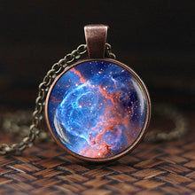 Load image into Gallery viewer, Charming Nebula Necklace Galaxy Space Glass Cabochon Pendant Solar System Jewelry Space Universe Necklace Milky Way Jewelry