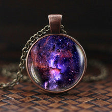 Load image into Gallery viewer, Charming Nebula Necklace Galaxy Space Glass Cabochon Pendant Solar System Jewelry Space Universe Necklace Milky Way Jewelry