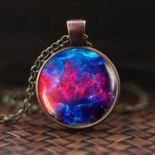 Load image into Gallery viewer, Charming Nebula Necklace Galaxy Space Glass Cabochon Pendant Solar System Jewelry Space Universe Necklace Milky Way Jewelry