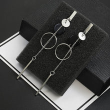 Load image into Gallery viewer, Korean Fashion Long Slope Geometric asymmetry Rhinestone circle earrings new Acrylic earring for women Gift Party Wedding
