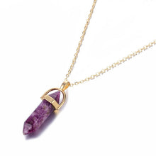 Load image into Gallery viewer, Hot sale Hexagonal Column Quartz Necklaces Pendants Fashion Natural Stone Bullet Pink Crystal Pendant Necklace For Women Jewelry
